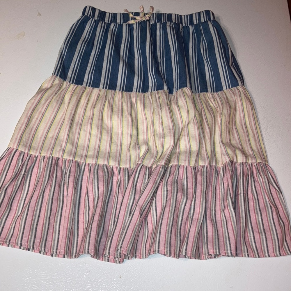 Girls Wonder Nation Blue Pink Yellow Tiered Midi Skirt